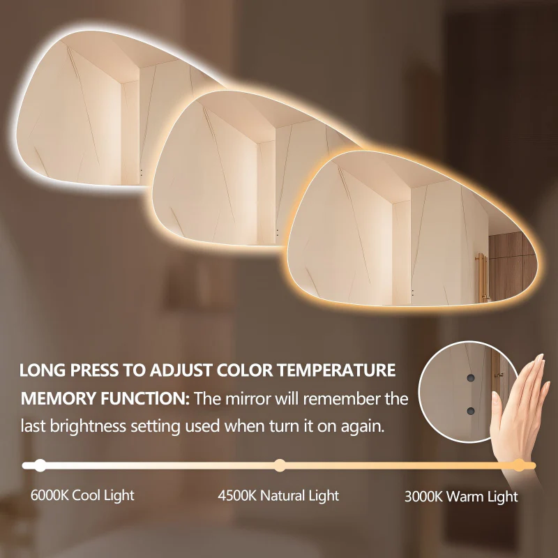 Oblonga Touchless 1500 x 900 Asymmetrical LED Mirror - Three Light Temperatures - Image 5