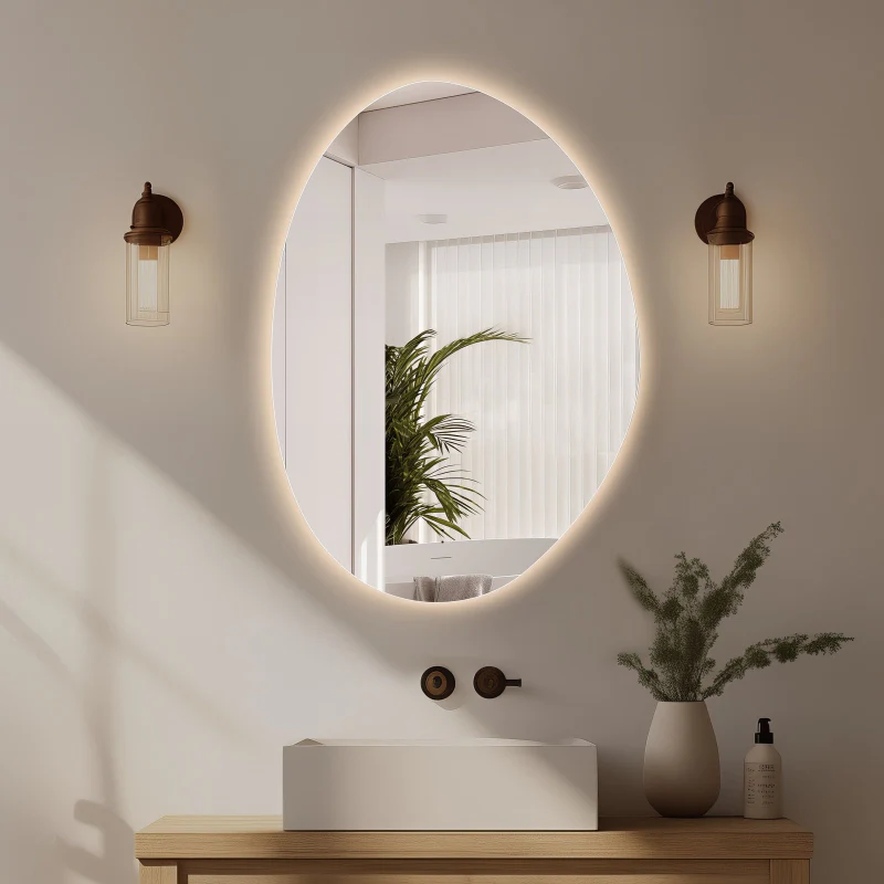 Oblonga Touchless 500 x 700 Asymmetrical LED Mirror - Three Light Temperatures