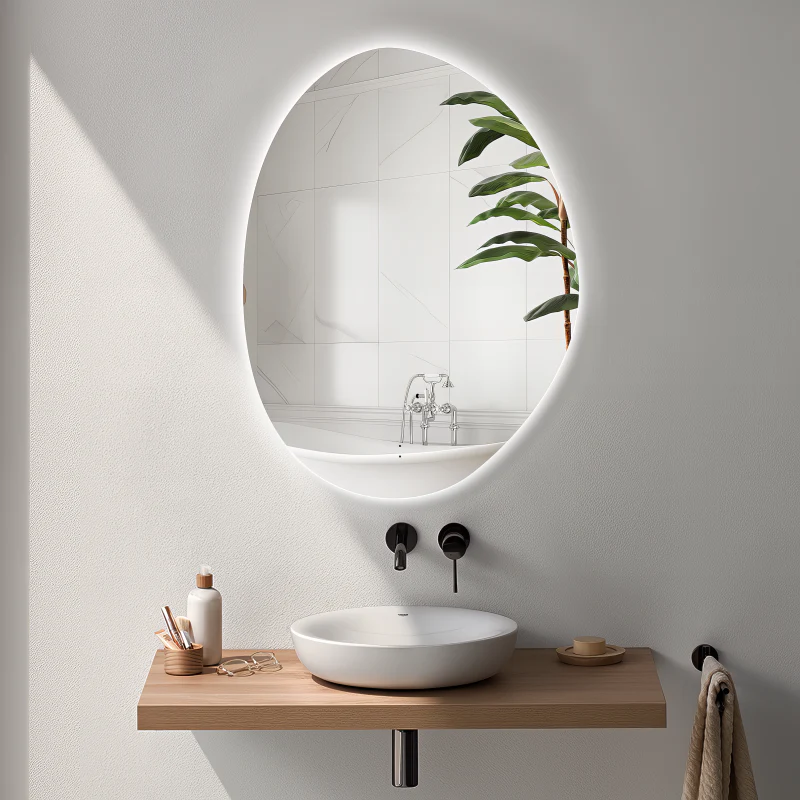 Oblonga Touchless 500 x 700 Asymmetrical LED Mirror - Three Light Temperatures - Image 2