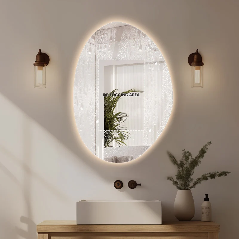 Oblonga Touchless 500 x 700 Asymmetrical LED Mirror - Three Light Temperatures - Image 5