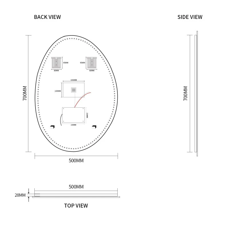 Oblonga Touchless 500 x 700 Asymmetrical LED Mirror - Three Light Temperatures - Image 6
