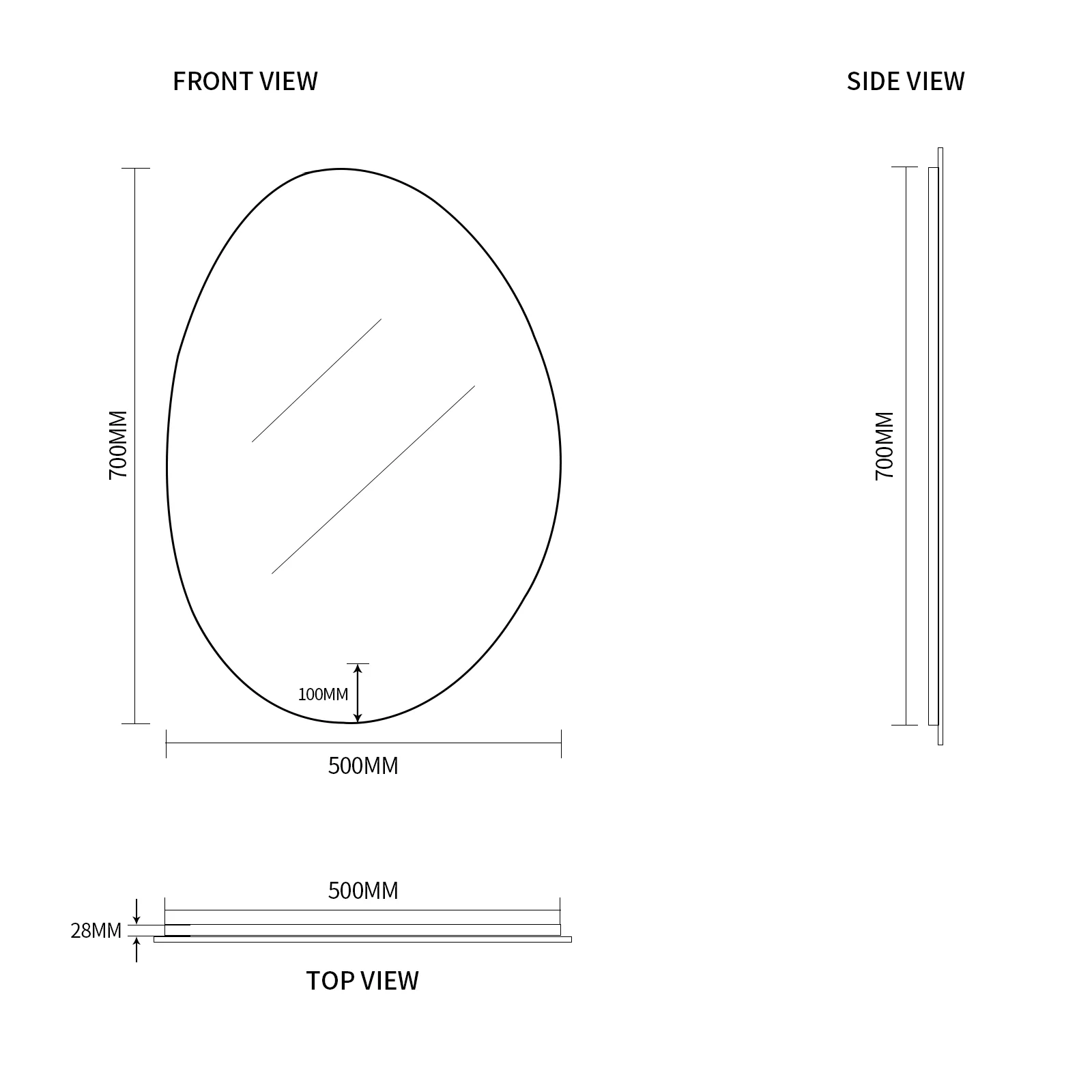 Oblonga Touchless 500 x 700 Asymmetrical LED Mirror - Three Light Temperatures - Image 7