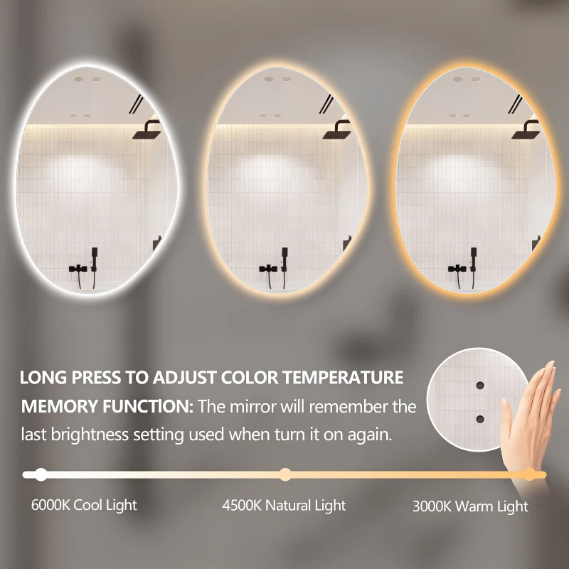 Oblonga Touchless 600 x 800 Asymmetrical LED Mirror - Three Light Temperatures - Image 5