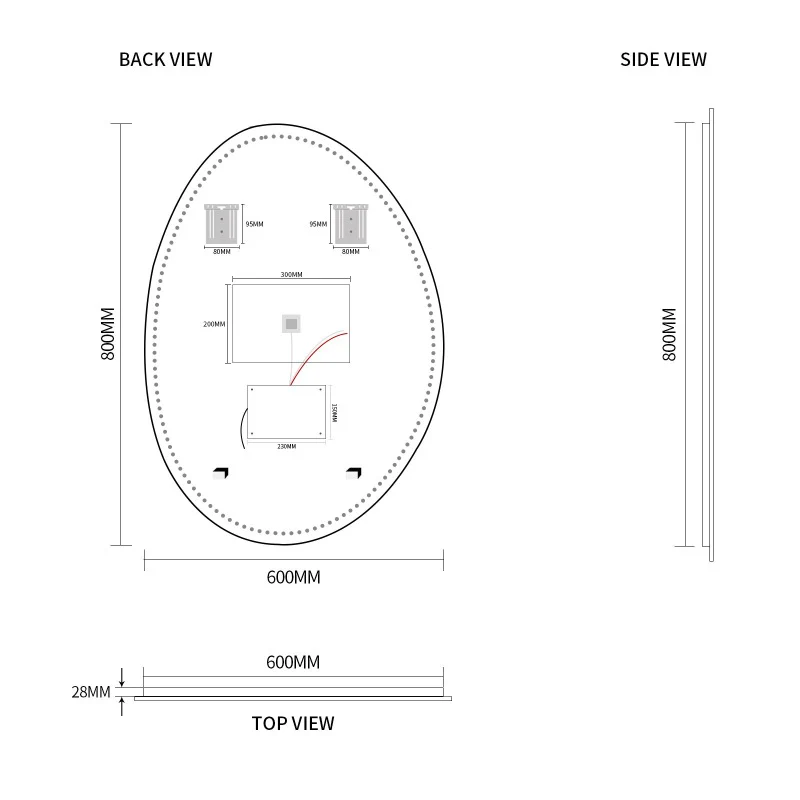 Oblonga Touchless 600 x 800 Asymmetrical LED Mirror - Three Light Temperatures - Image 6