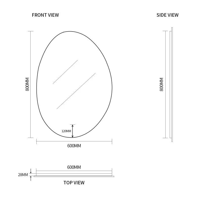 Oblonga Touchless 600 x 800 Asymmetrical LED Mirror - Three Light Temperatures - Image 7