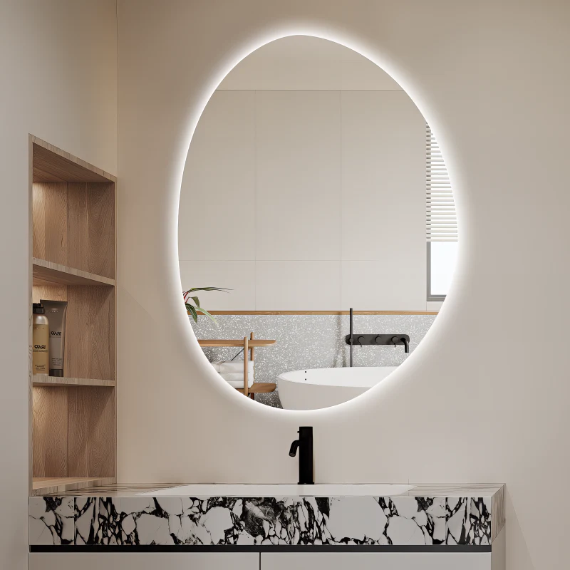 Oblonga Touchless 700 x 900 Asymmetrical LED Mirror - Three Light Temperatures - Image 2