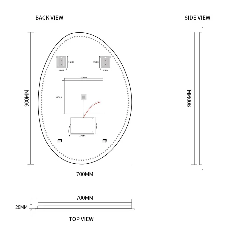 Oblonga Touchless 700 x 900 Asymmetrical LED Mirror - Three Light Temperatures - Image 6