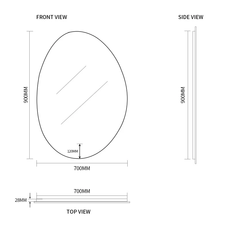 Oblonga Touchless 700 x 900 Asymmetrical LED Mirror - Three Light Temperatures - Image 7