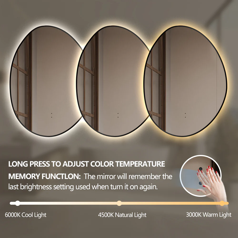 Oblonga Touchless 700 x 900 Matte Black Asymmetrical LED Mirror - Three Light Temperatures - Image 4