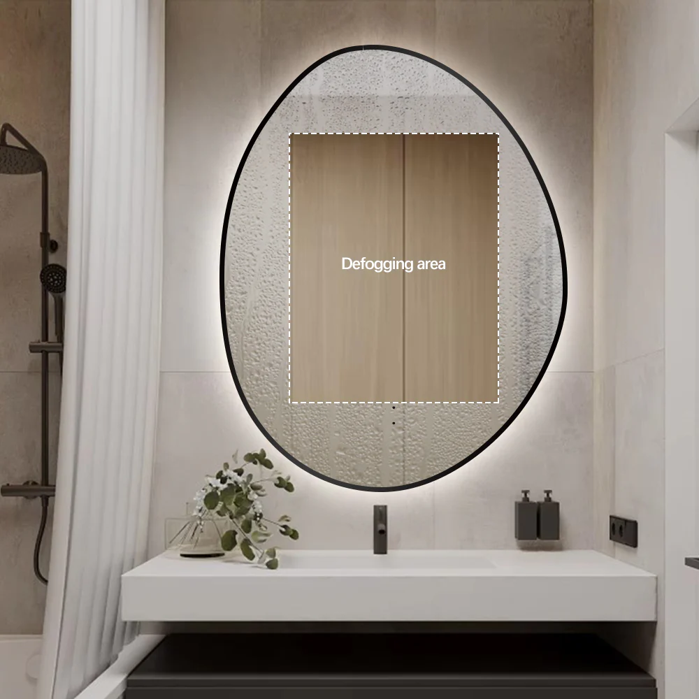 Oblonga Touchless 700 x 900 Matte Black Asymmetrical LED Mirror - Three Light Temperatures - Image 6