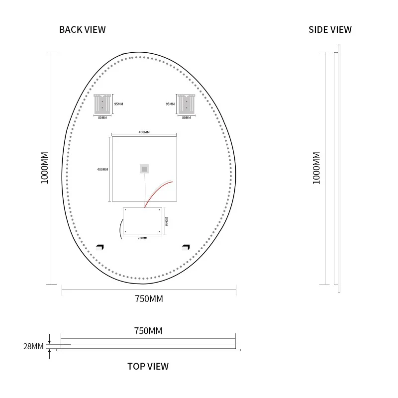 Oblonga Touchless 750 x 1000 Asymmetrical LED Mirror - Three Light Temperatures - Image 5