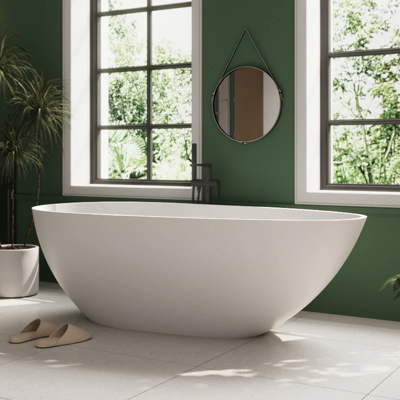Ocean 1500mm Stone Matte White Freestanding Bath Tub