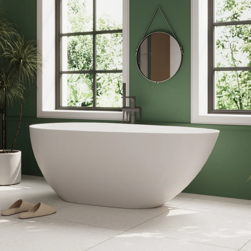 Ocean 1700mm Stone Matte White Freestanding Bath Tub