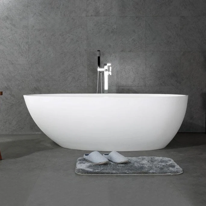 Ocean 1500mm Stone Matte White Freestanding Bath Tub - Image 5