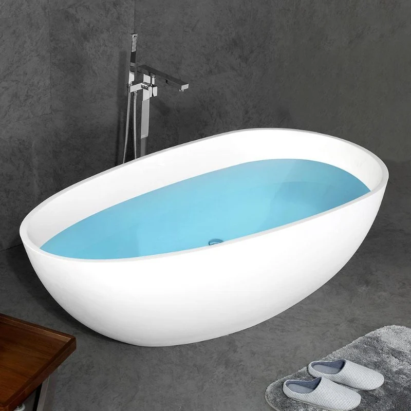 Ocean 1500mm Stone Matte White Freestanding Bath Tub - Image 6