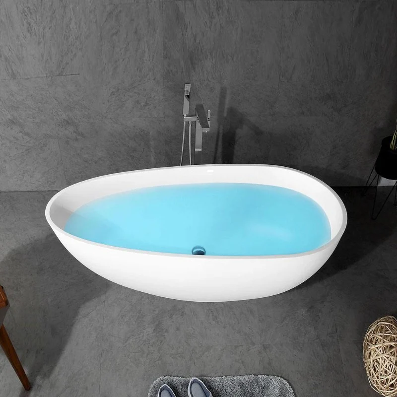 Ocean 1500mm Stone Matte White Freestanding Bath Tub - Image 7