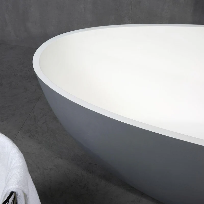 Ocean 1500mm Stone Matte White Freestanding Bath Tub - Image 8