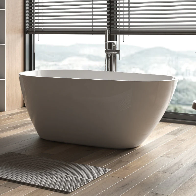 Odessa 1500mm Oval Asymmetrical Gloss Freestanding Bath Tub