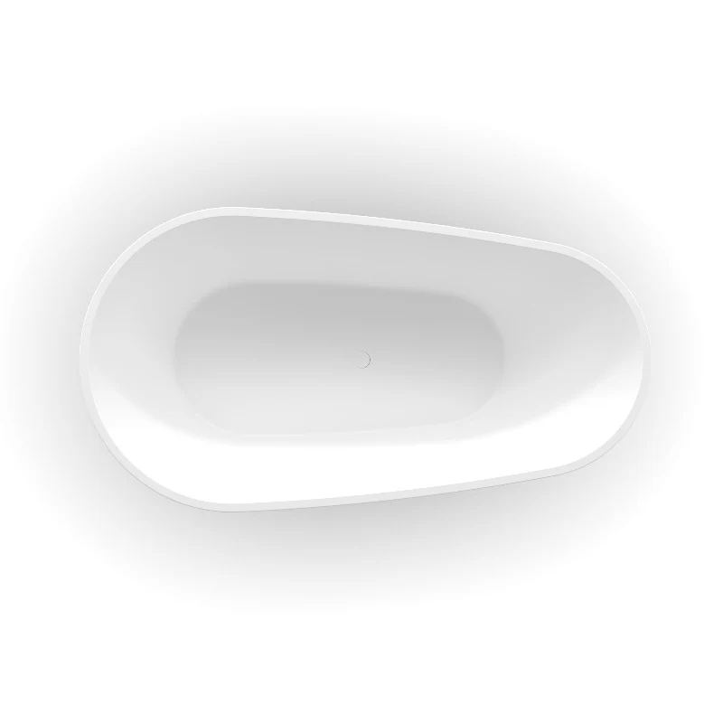 Odessa 1500mm Oval Asymmetrical Matte White Freestanding Bath Tub - Image 2