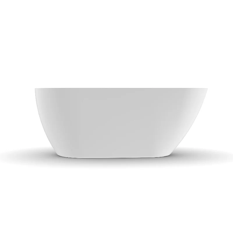 Odessa 1500mm Oval Asymmetrical Matte White Freestanding Bath Tub - Image 3