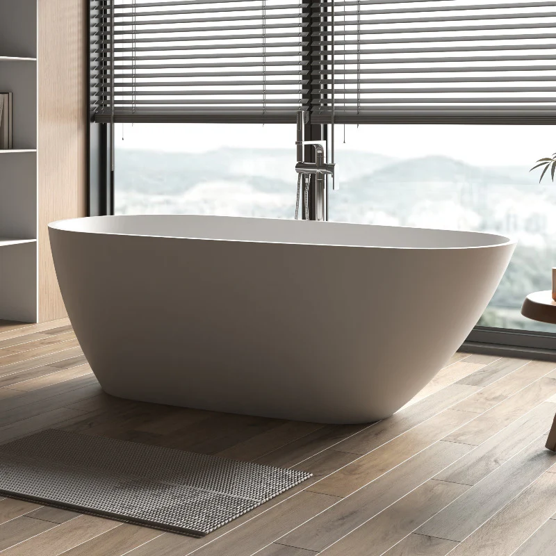 Odessa 1700mm Oval Asymmetrical Matte White Freestanding Bath Tub