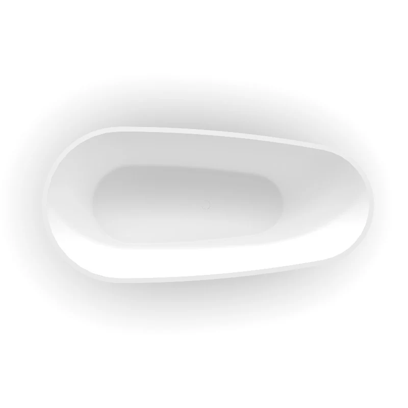 Odessa 1700mm Oval Asymmetrical Matte White Freestanding Bath Tub - Image 2