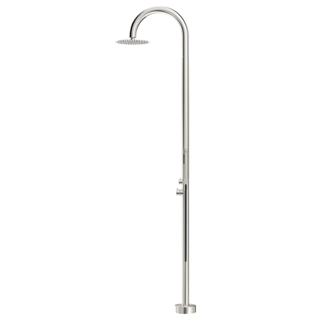 Mica Brushed Nickel Gooseneck Freestanding Outdoor Shower - Image 2