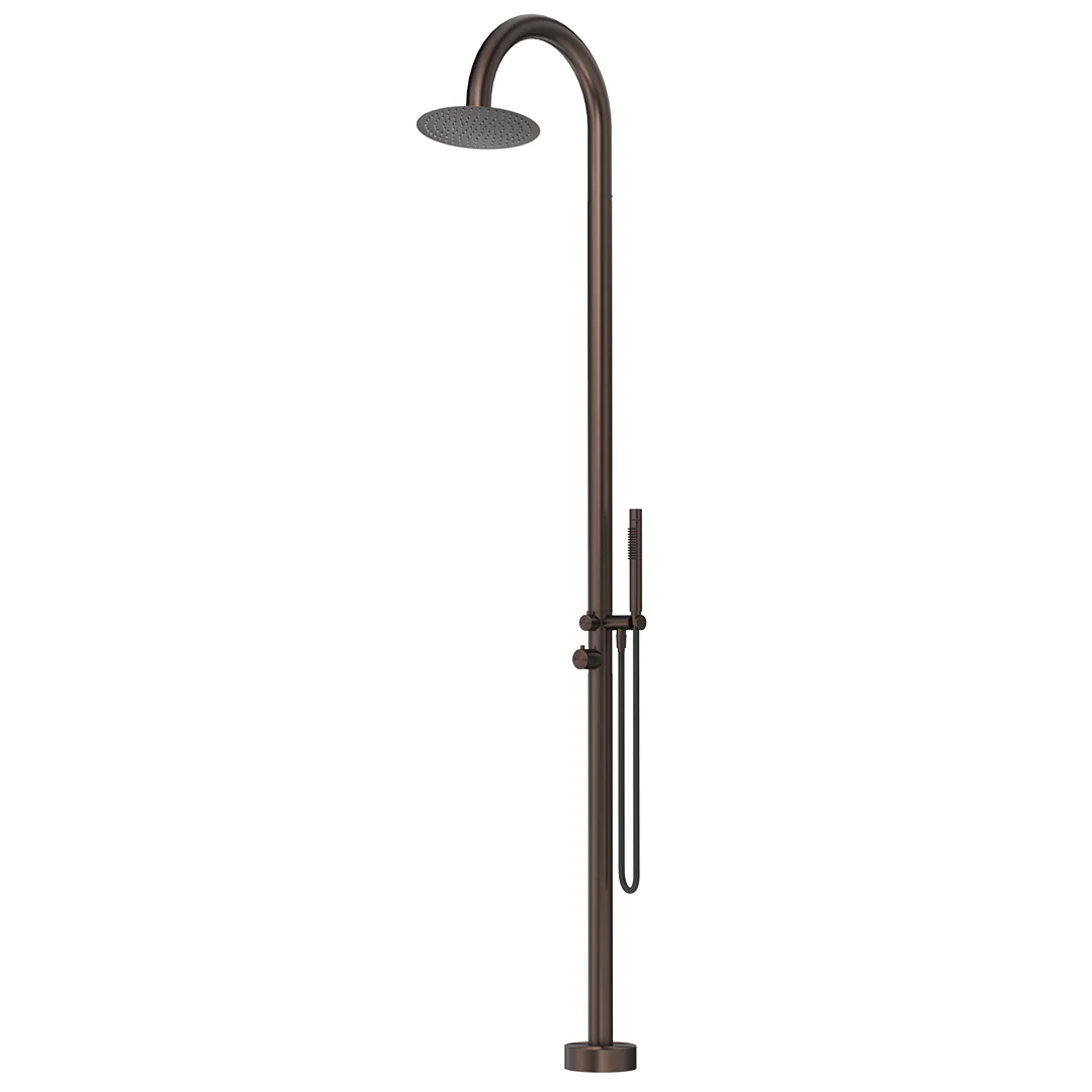 Mica Dusk Bronze Gooseneck Freestanding Outdoor Shower