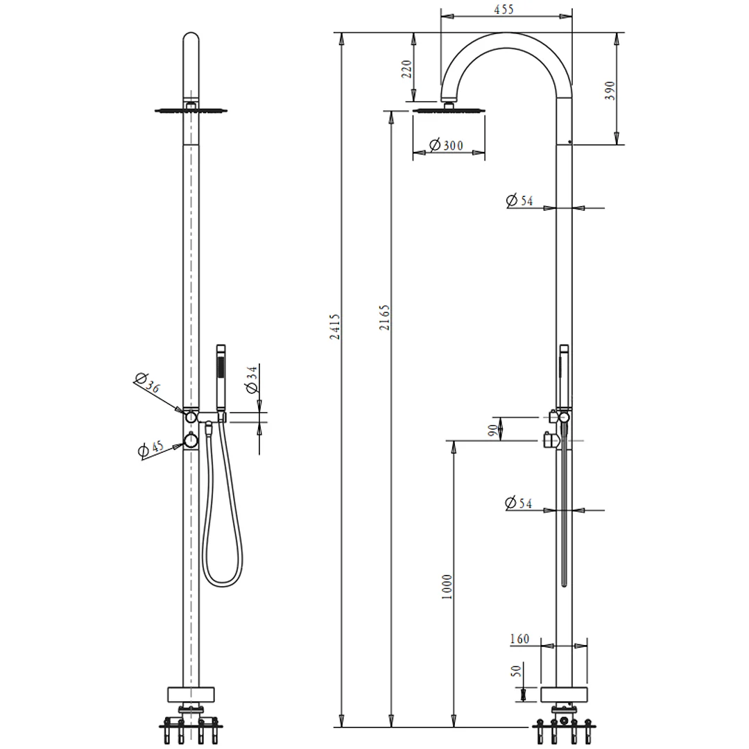Mica Dusk Bronze Gooseneck Freestanding Outdoor Shower - Image 4