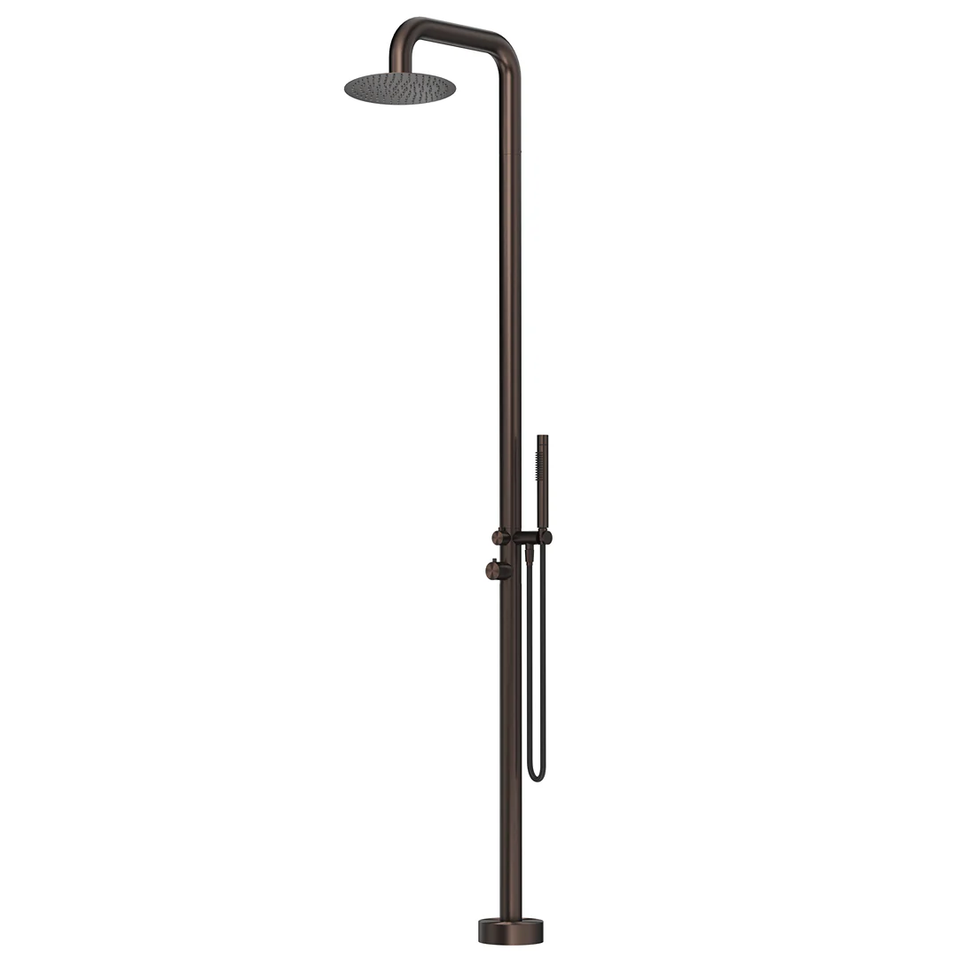 Mica Dusk Bronze Soft Square Freestanding Outdoor Shower