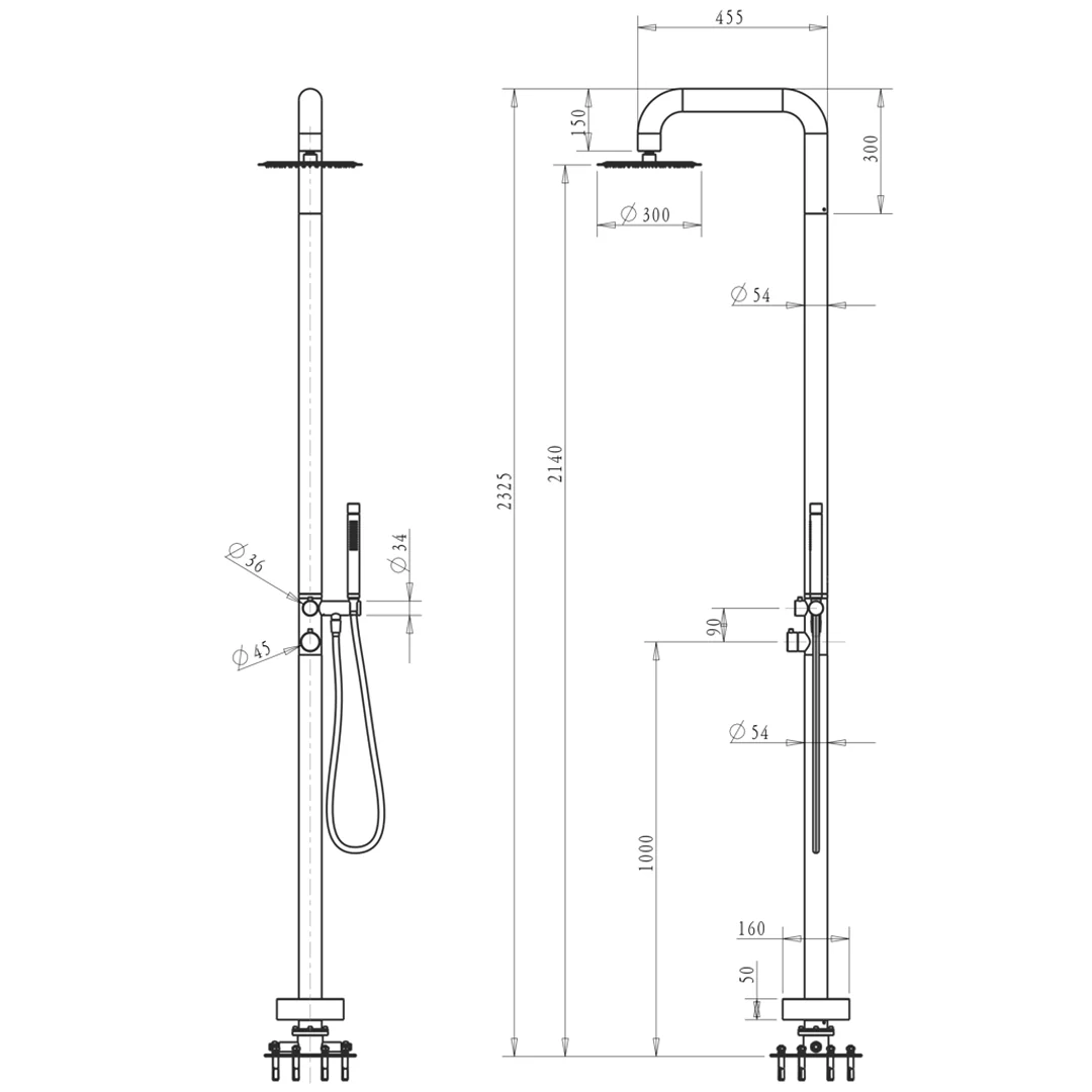 Mica Dusk Bronze Soft Square Freestanding Outdoor Shower - Image 4