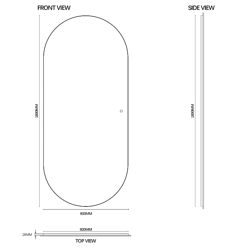 Oval 800 x 1800 LED Mirror - Three Light Temperatures - Image 7