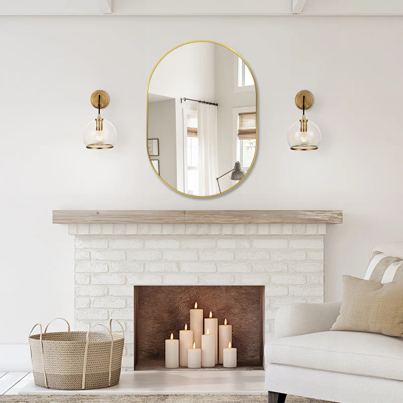 Oval Brushed Gold 700 x 1000 Framed Mirror - Image 2