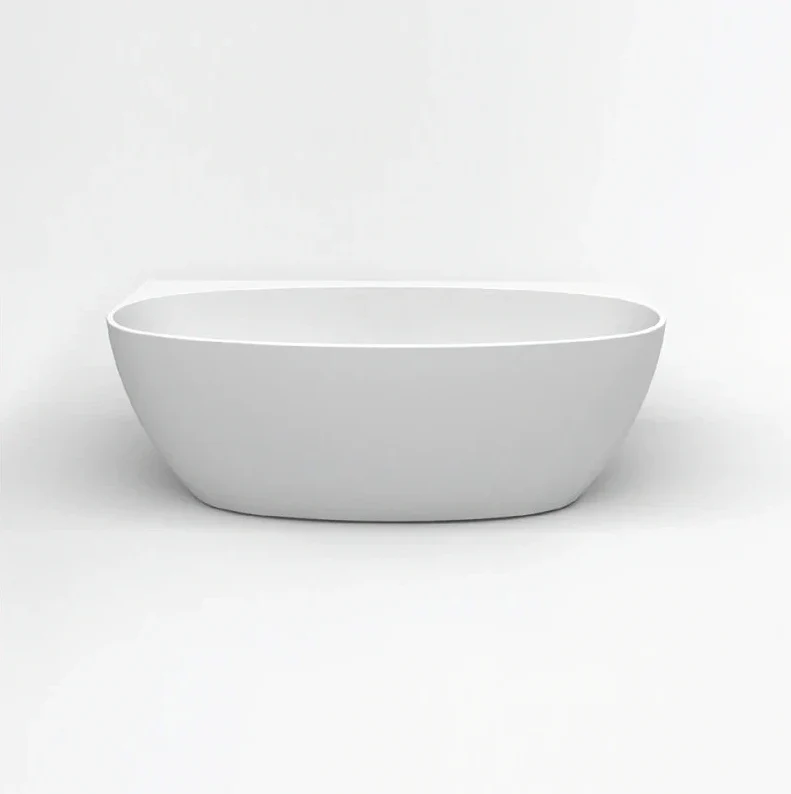 Oval Egg Shape 1700mm Gloss White Back to Wall Freestanding Bath