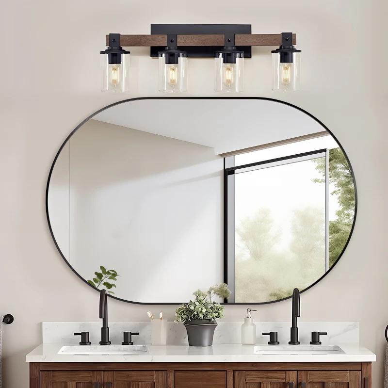 Oval Matte Black 1200 x 800 Framed Mirror - Image 2