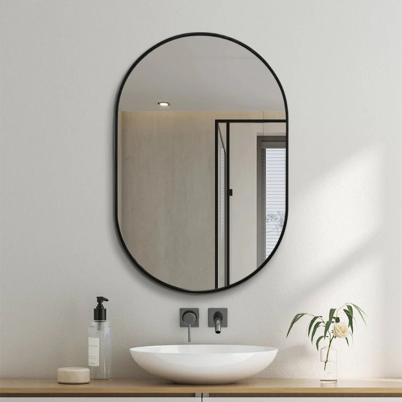 Oval Matte Black 600 x 900 Framed Mirror - Image 2
