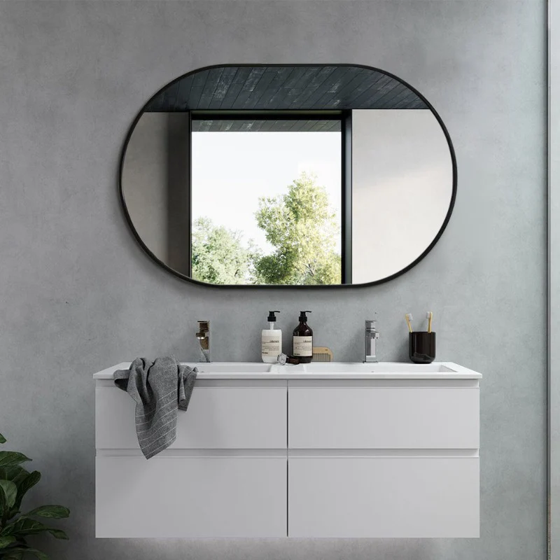 Oval Matte Black 600 x 900 Framed Mirror - Image 3