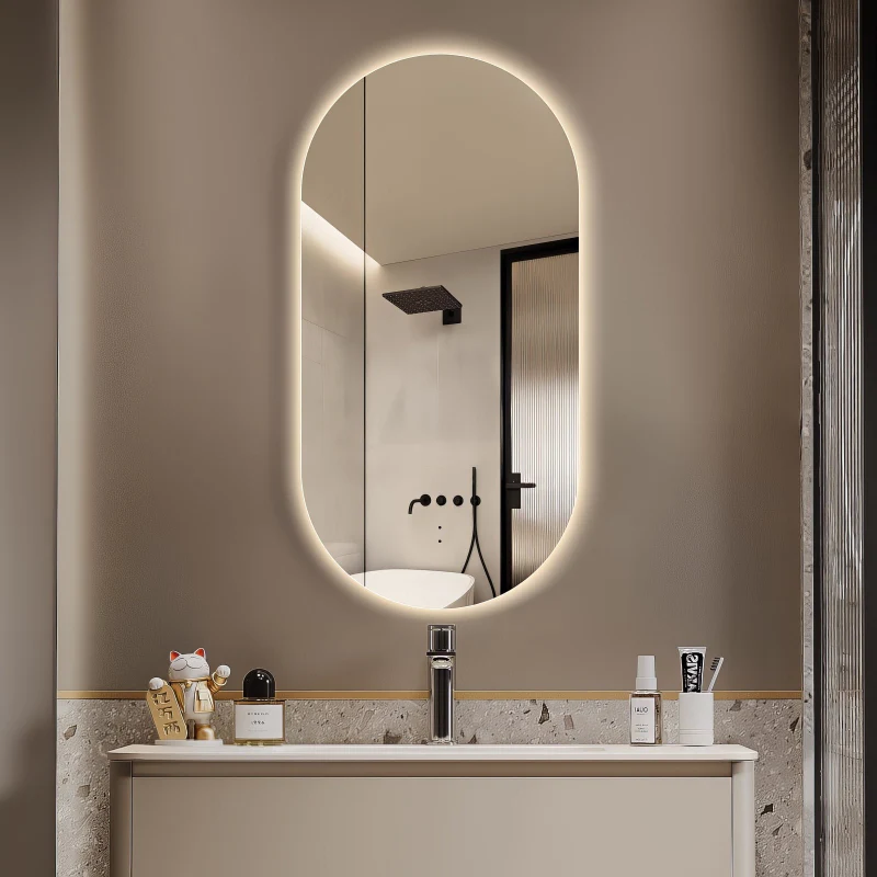 Oval Pill 450 x 900 Touchless LED Mirror - Three Light Temperatures - Image 2