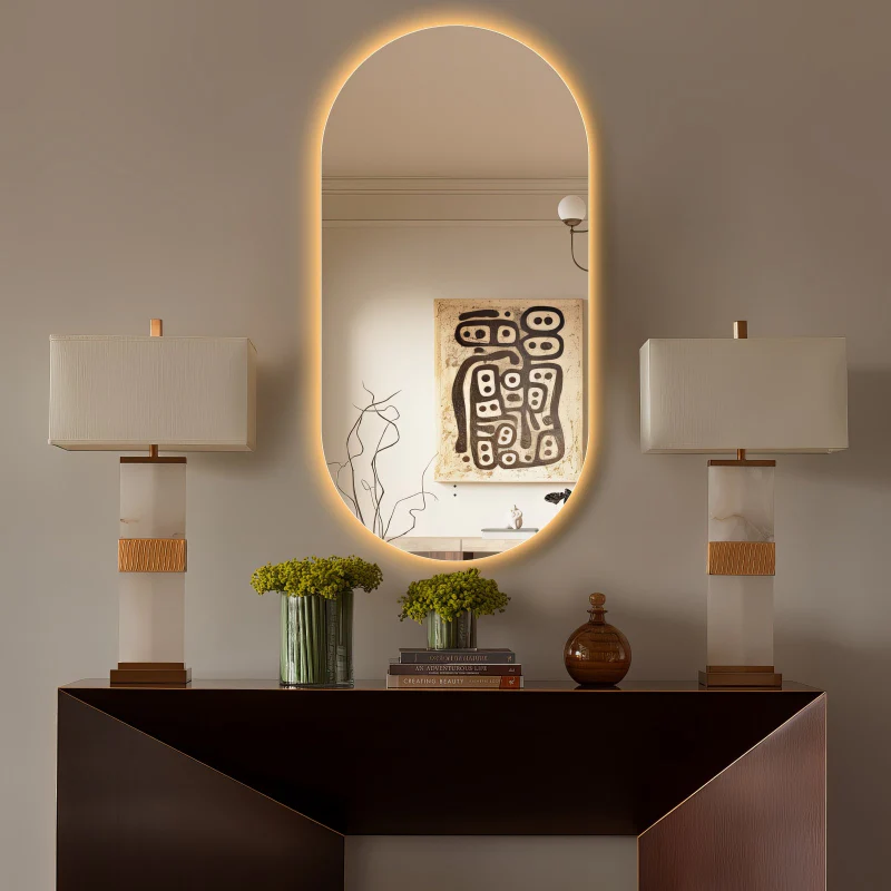 Oval Pill 450 x 900 Touchless LED Mirror - Three Light Temperatures - Image 4