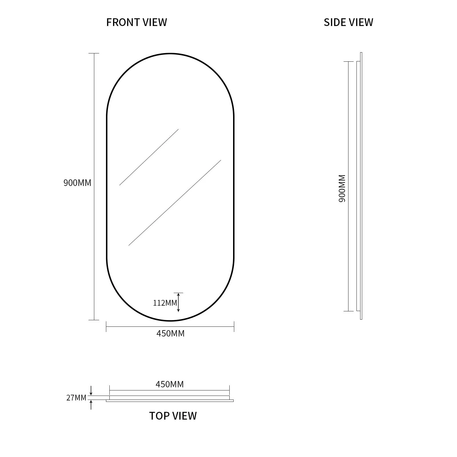 Oval Pill 450 x 900 Touchless LED Mirror - Three Light Temperatures - Image 7