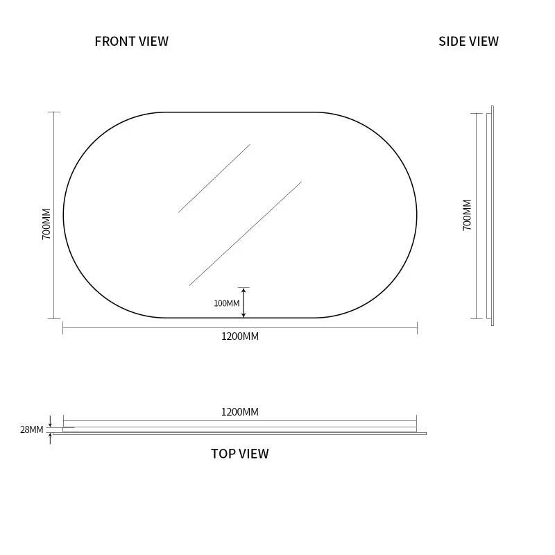 Oval Pill Touchless 1200 x 700 LED Mirror - Three Light Temperatures - Image 6