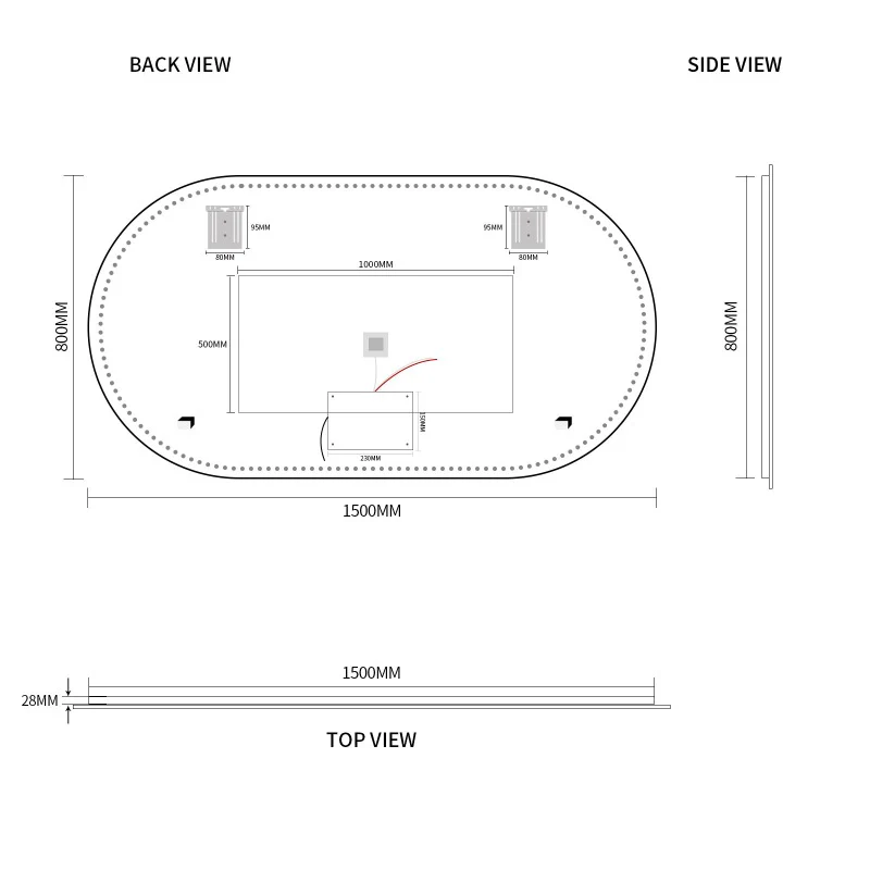 Oval Pill Touchless 1500 x 800 LED Mirror - Three Light Temperatures - Image 7