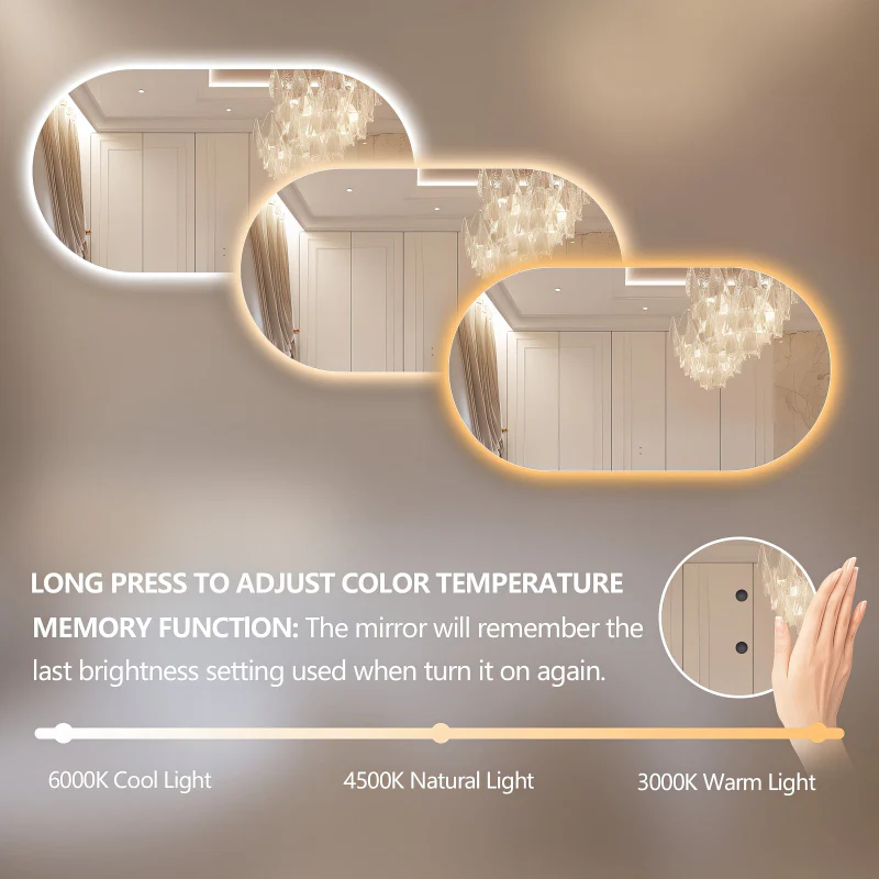 Oval Pill Touchless 1500 x 800 LED Mirror - Three Light Temperatures - Image 8