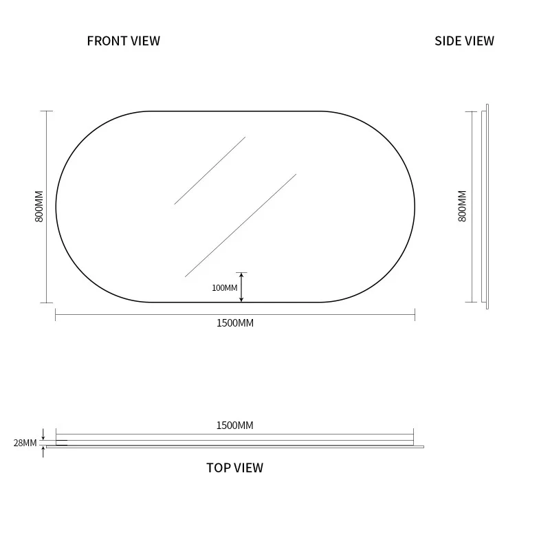 Oval Pill Touchless 1500 x 800 LED Mirror - Three Light Temperatures - Image 9