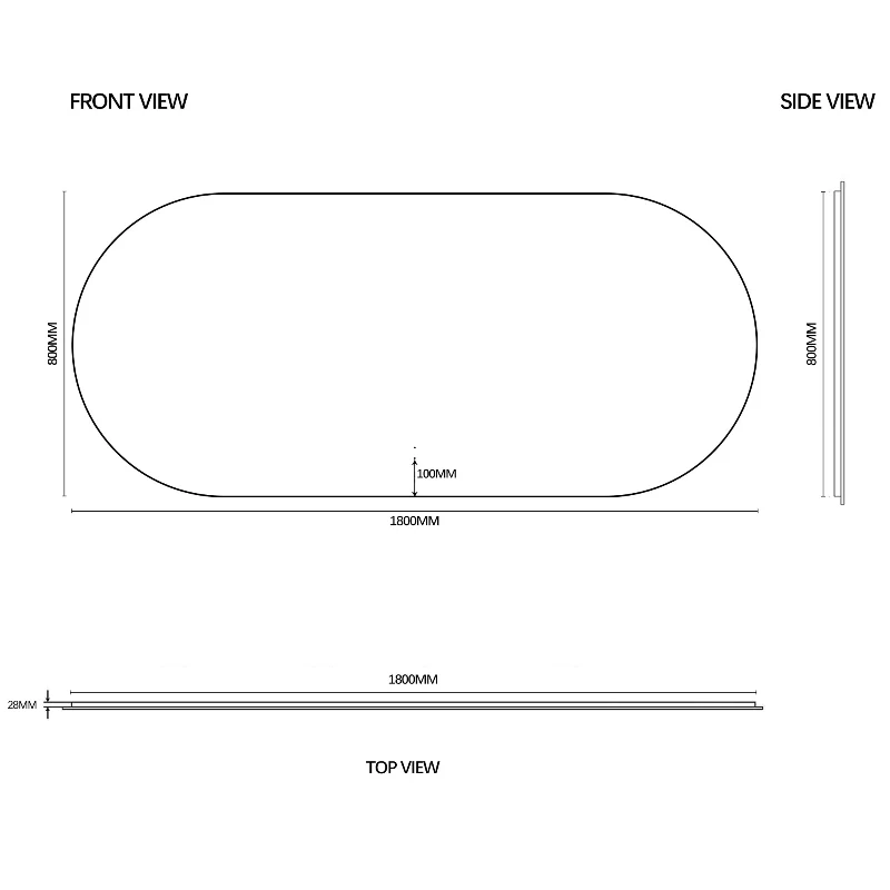 Oval Pill Touchless 1800 x 800 LED Mirror - Three Light Temperatures - Image 7