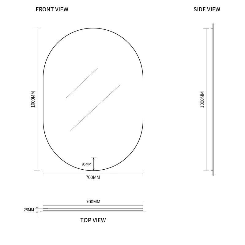 Oval Pill Touchless 700 x 1000 LED Mirror - Three Light Temperatures - Image 8