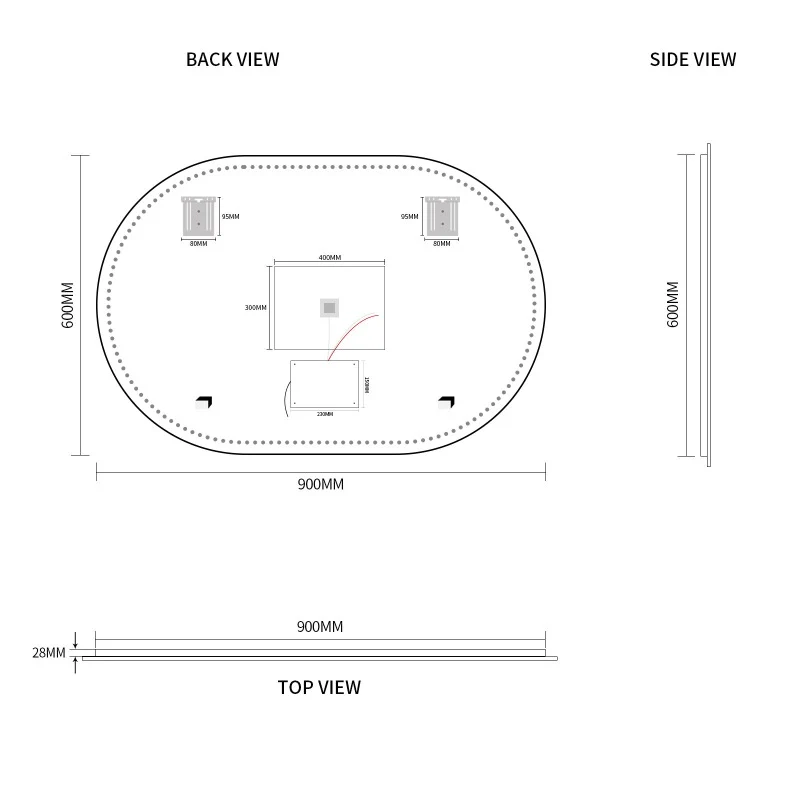 Oval Pill Touchless 900 x 600 LED Mirror - Three Light Temperatures - Image 5