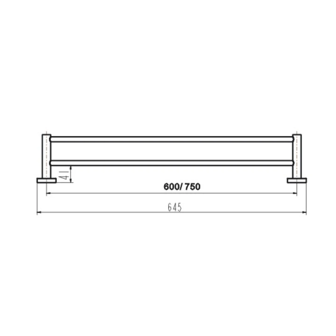 Parker Chrome 600mm Double Towel Holder - Image 2