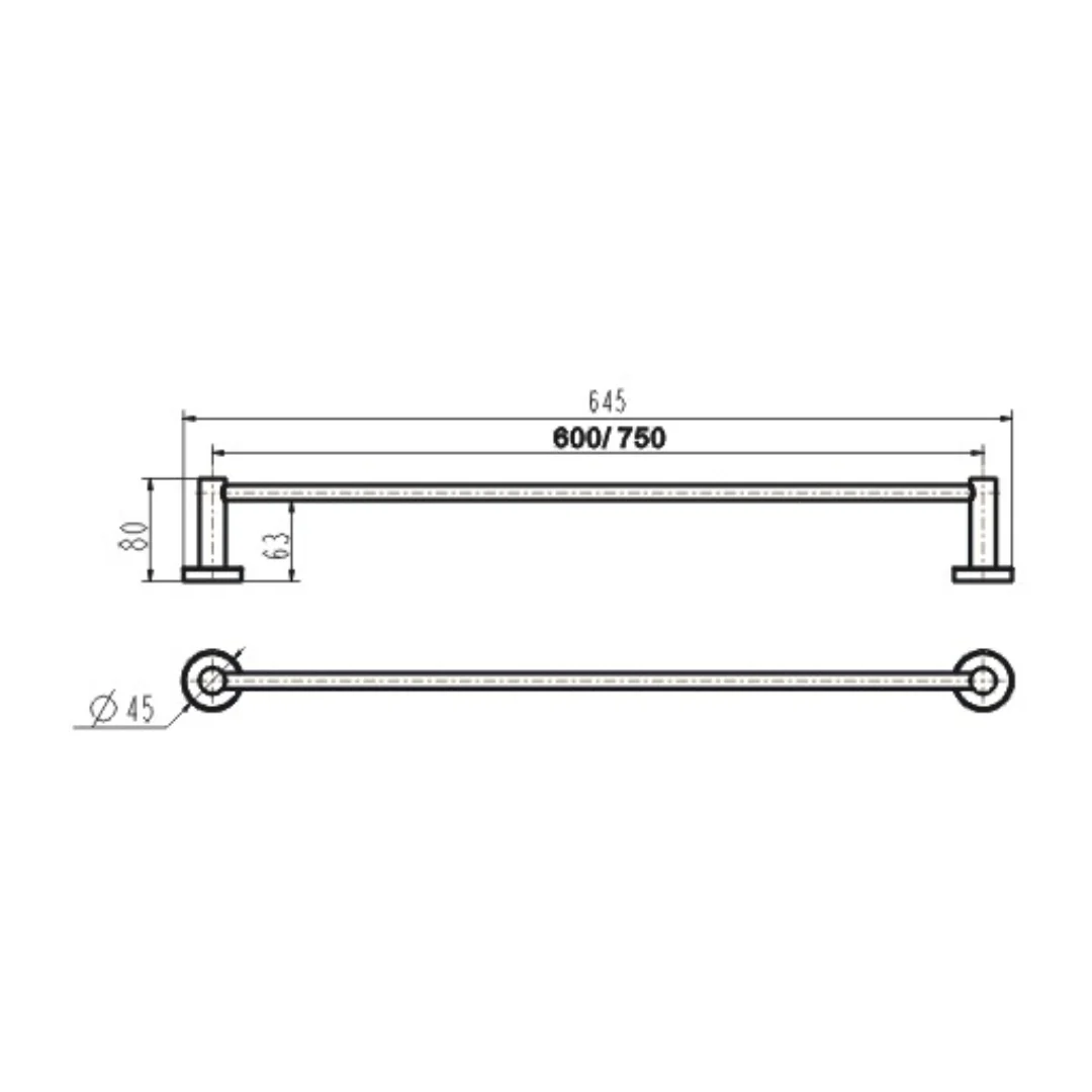 Parker Chrome 750mm Single Towel Holder - Image 2