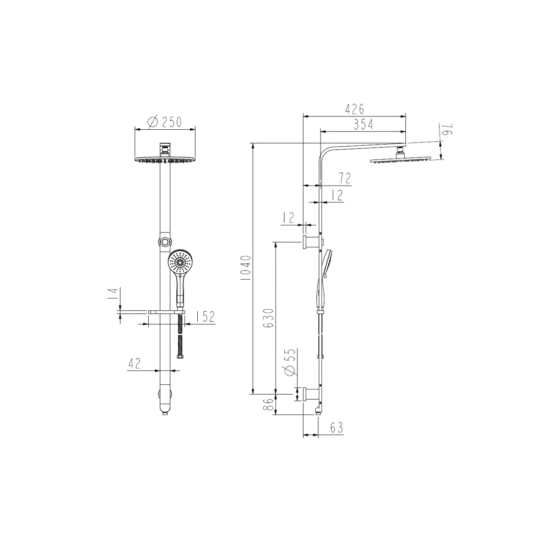 Payten Matte Black Push Multifunction Shower Rail Set - Image 2